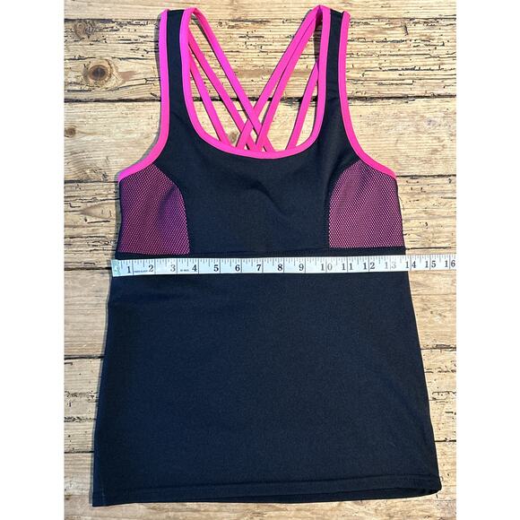 Yitong Women’s Size S/M Black Pink Activewear Tank With Built In Bra - Picture 2 of 7